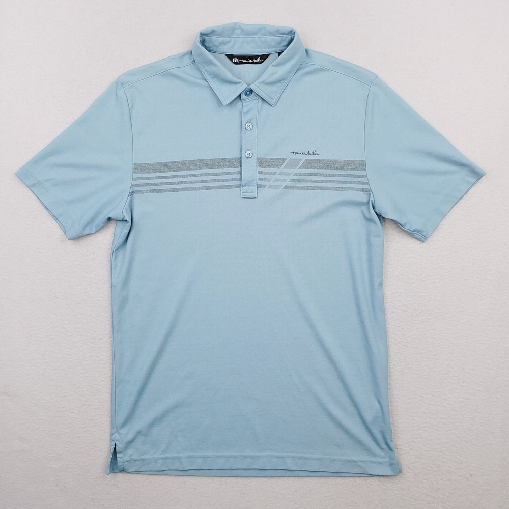 Travis Mathew Shirt Mens Small Blue Performance Golf Polo Preppy Athleisure Pima